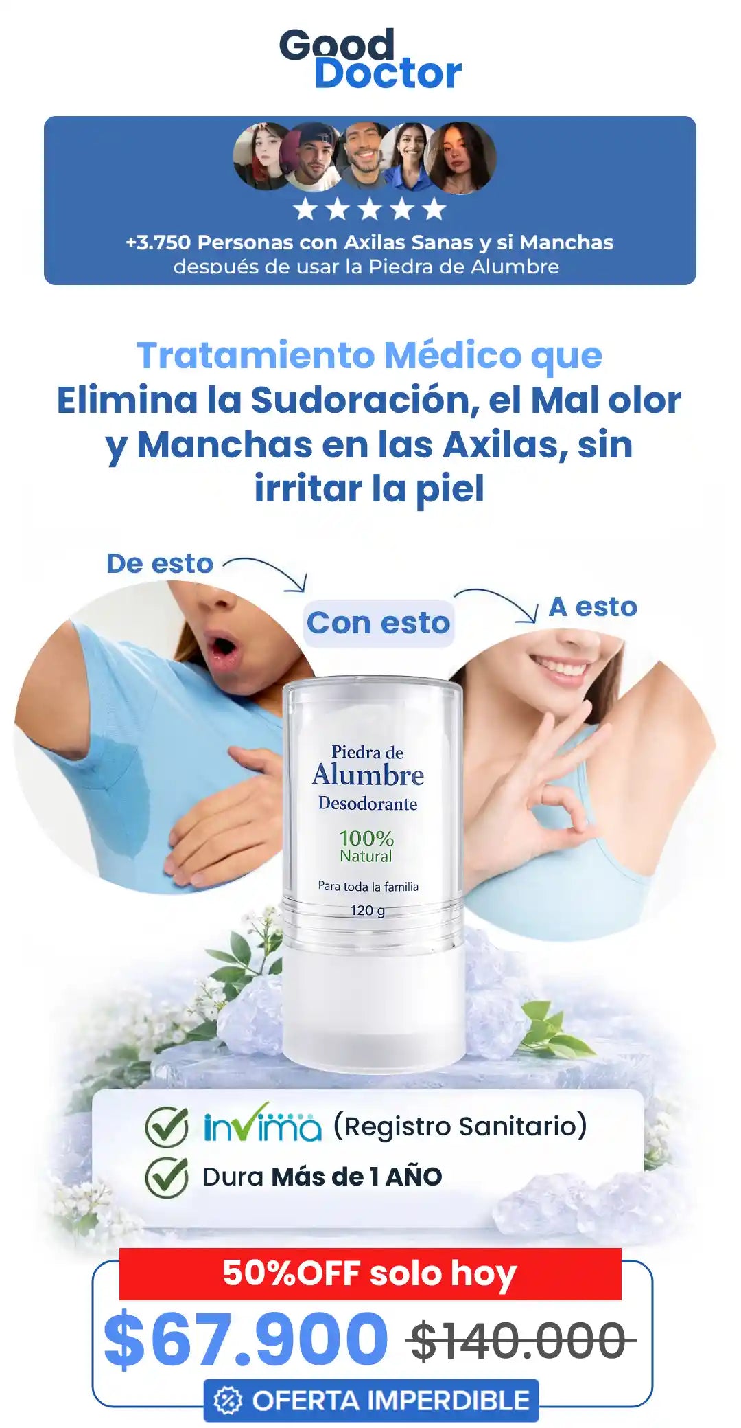 Desodorante de Piedra de Alumbre: Elimina el Mal olor en tus Axilas de Forma 100% Natural